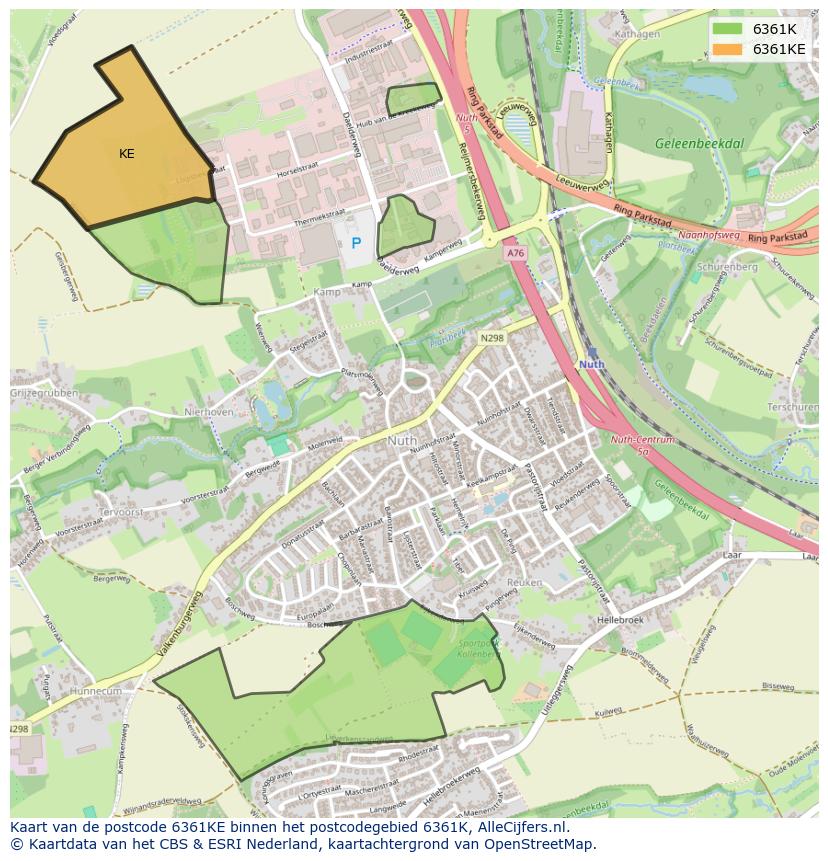 Afbeelding van het postcodegebied 6361 KE op de kaart.