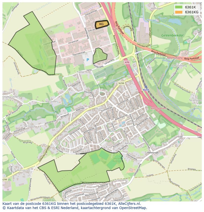 Afbeelding van het postcodegebied 6361 KG op de kaart.