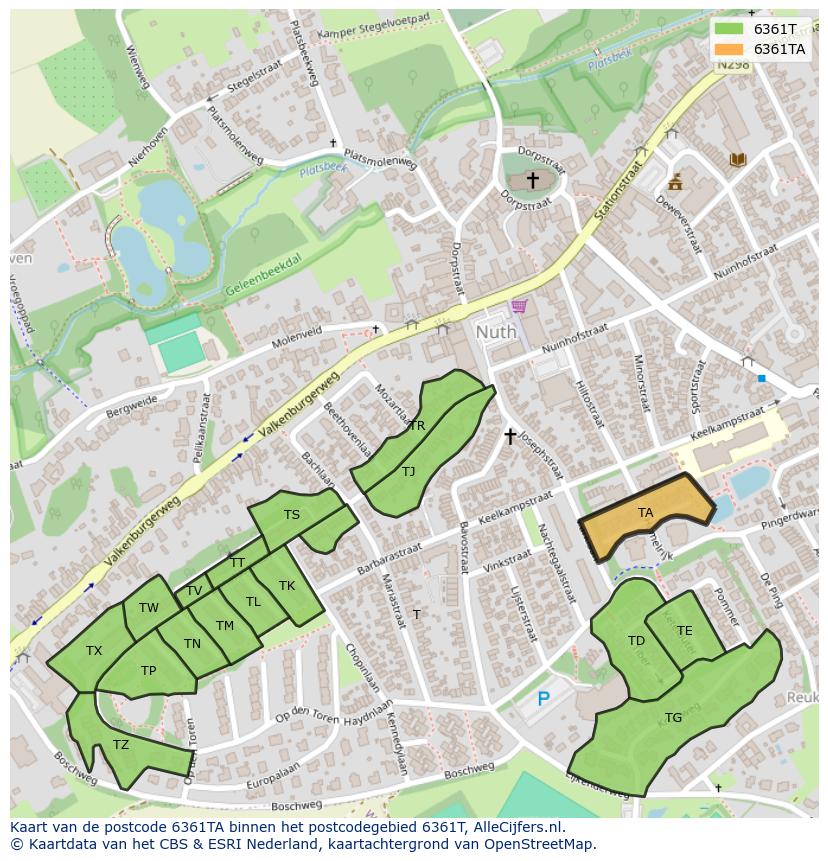 Afbeelding van het postcodegebied 6361 TA op de kaart.