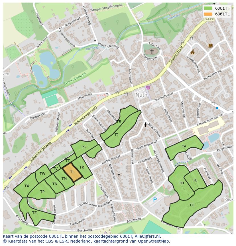 Afbeelding van het postcodegebied 6361 TL op de kaart.