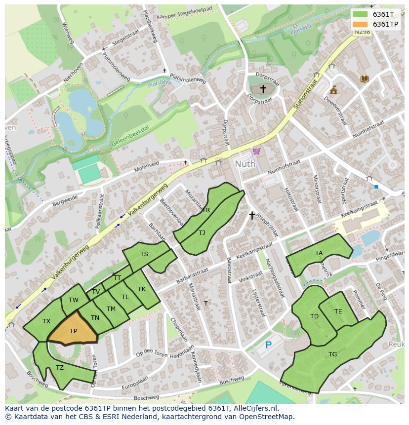 Afbeelding van het postcodegebied 6361 TP op de kaart.