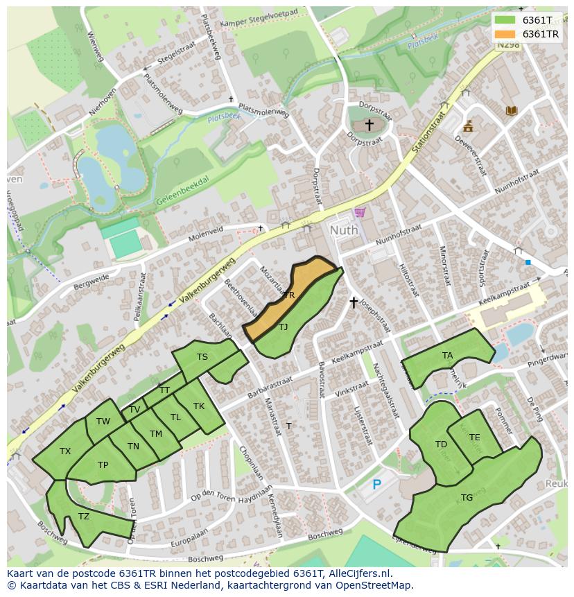 Afbeelding van het postcodegebied 6361 TR op de kaart.
