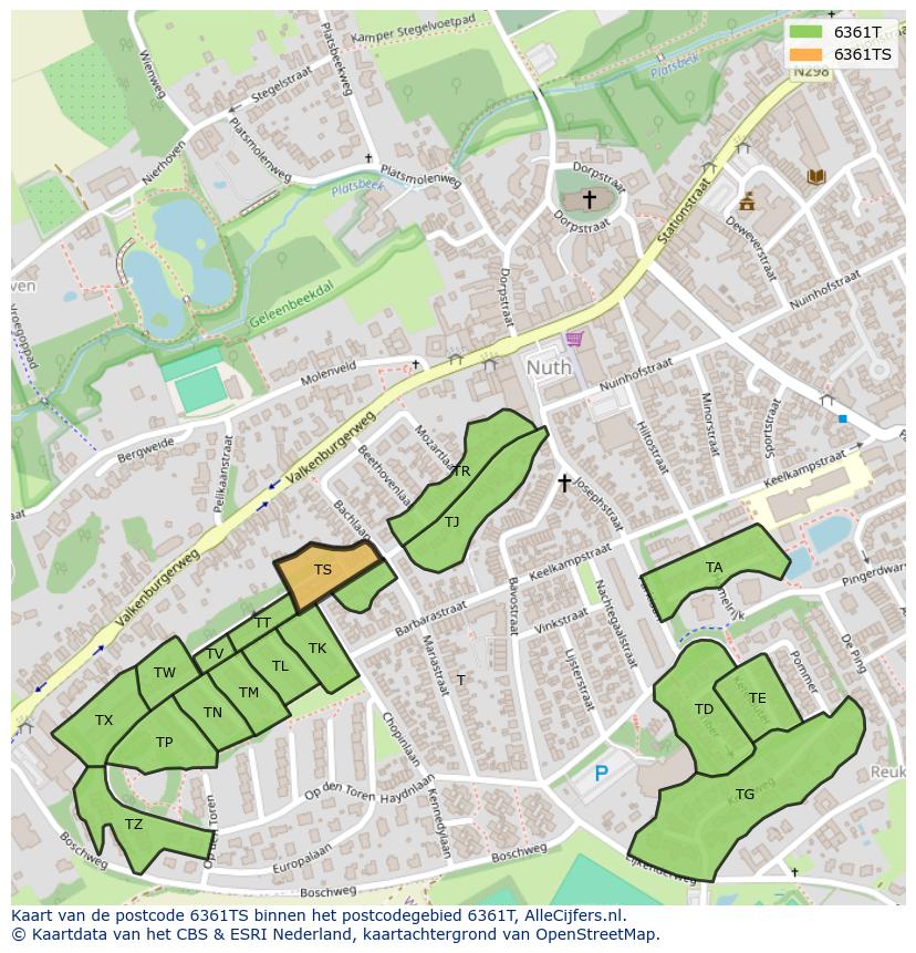 Afbeelding van het postcodegebied 6361 TS op de kaart.