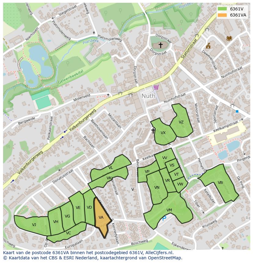 Afbeelding van het postcodegebied 6361 VA op de kaart.