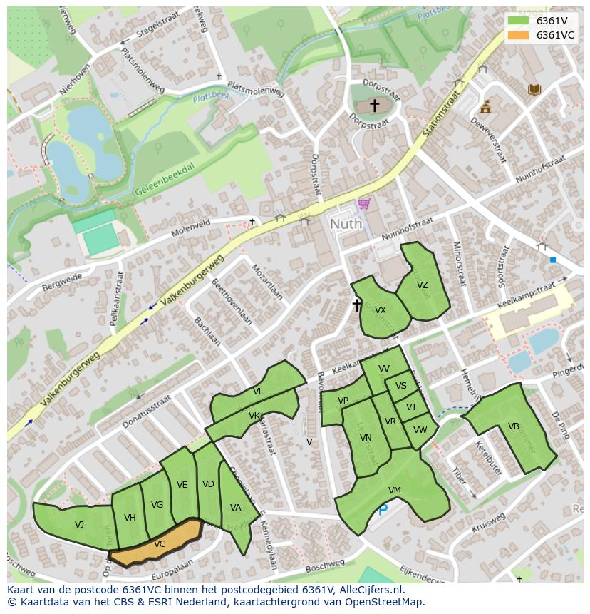 Afbeelding van het postcodegebied 6361 VC op de kaart.