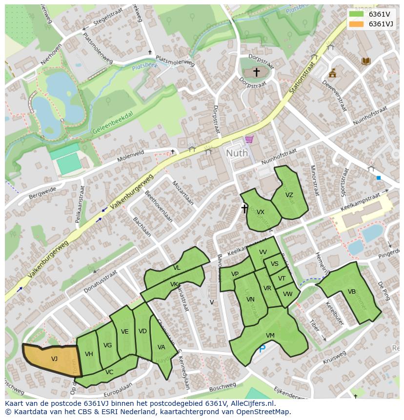 Afbeelding van het postcodegebied 6361 VJ op de kaart.