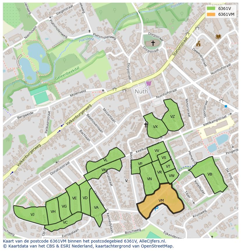 Afbeelding van het postcodegebied 6361 VM op de kaart.