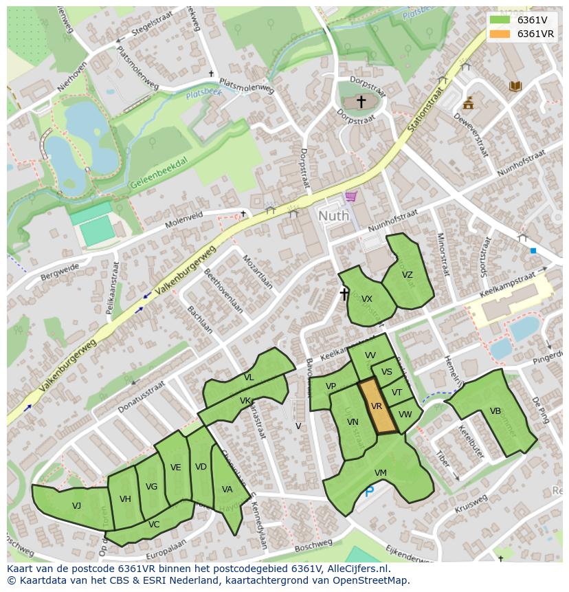 Afbeelding van het postcodegebied 6361 VR op de kaart.