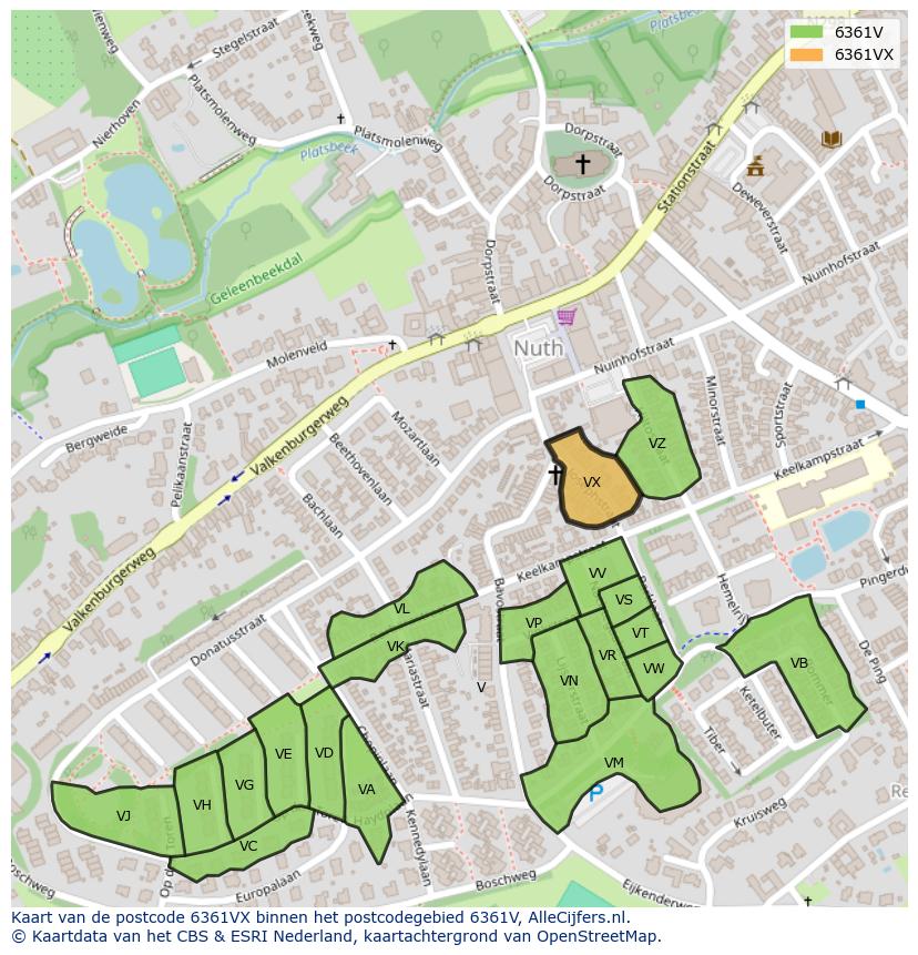 Afbeelding van het postcodegebied 6361 VX op de kaart.