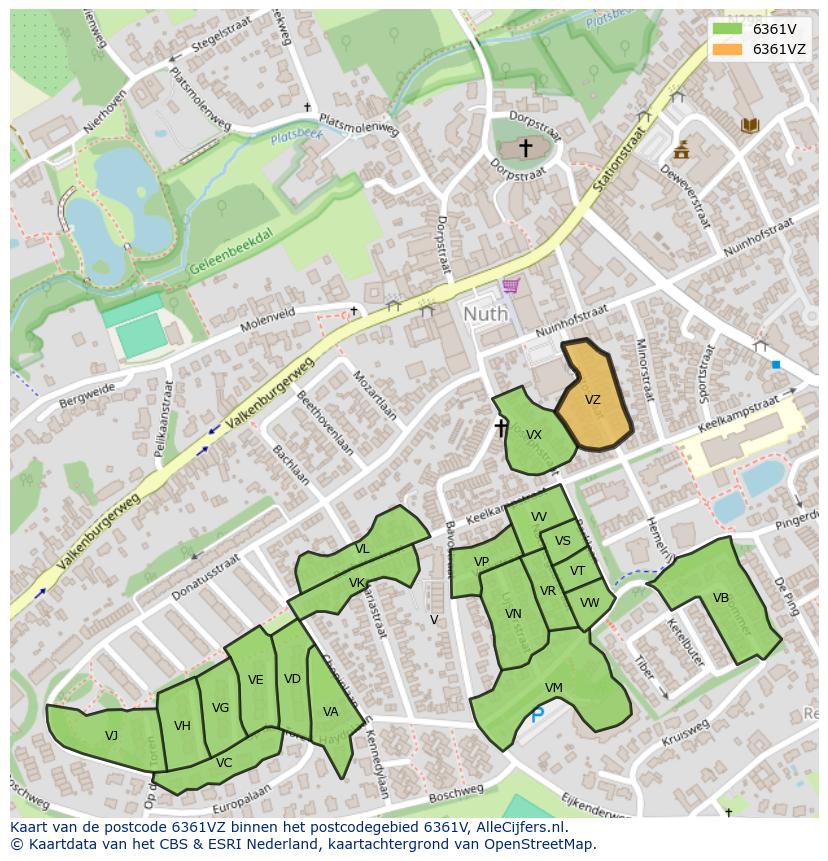 Afbeelding van het postcodegebied 6361 VZ op de kaart.
