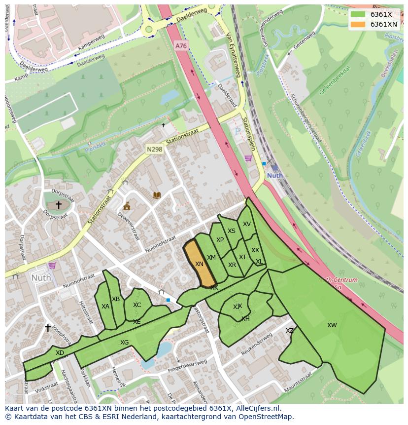 Afbeelding van het postcodegebied 6361 XN op de kaart.