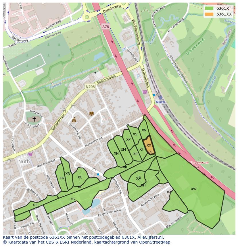 Afbeelding van het postcodegebied 6361 XX op de kaart.