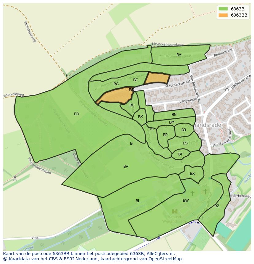 Afbeelding van het postcodegebied 6363 BB op de kaart.