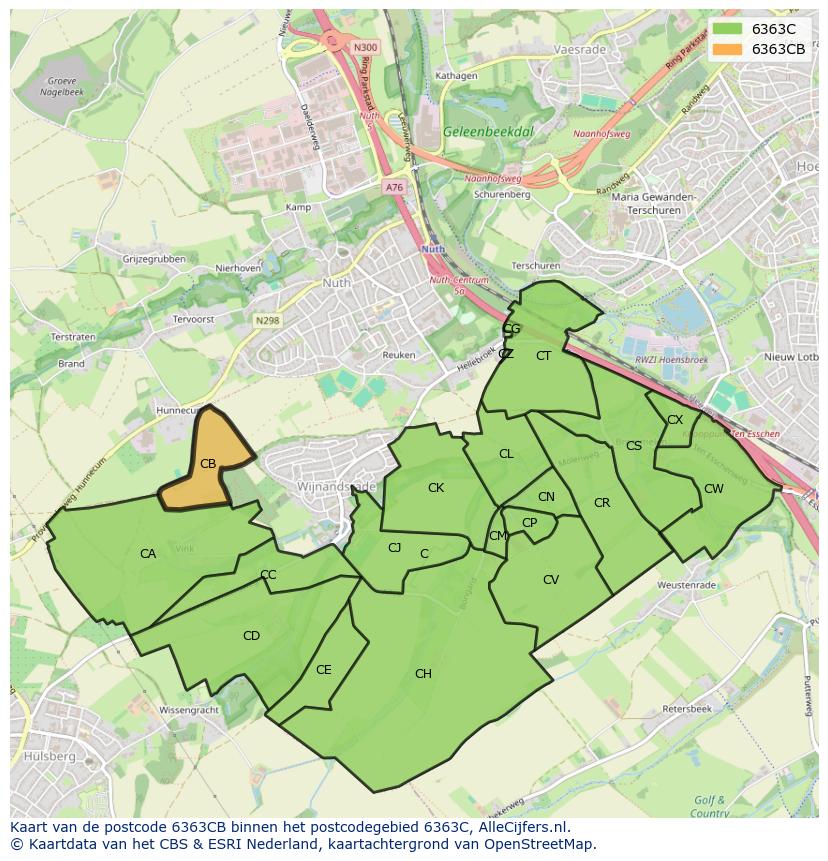 Afbeelding van het postcodegebied 6363 CB op de kaart.