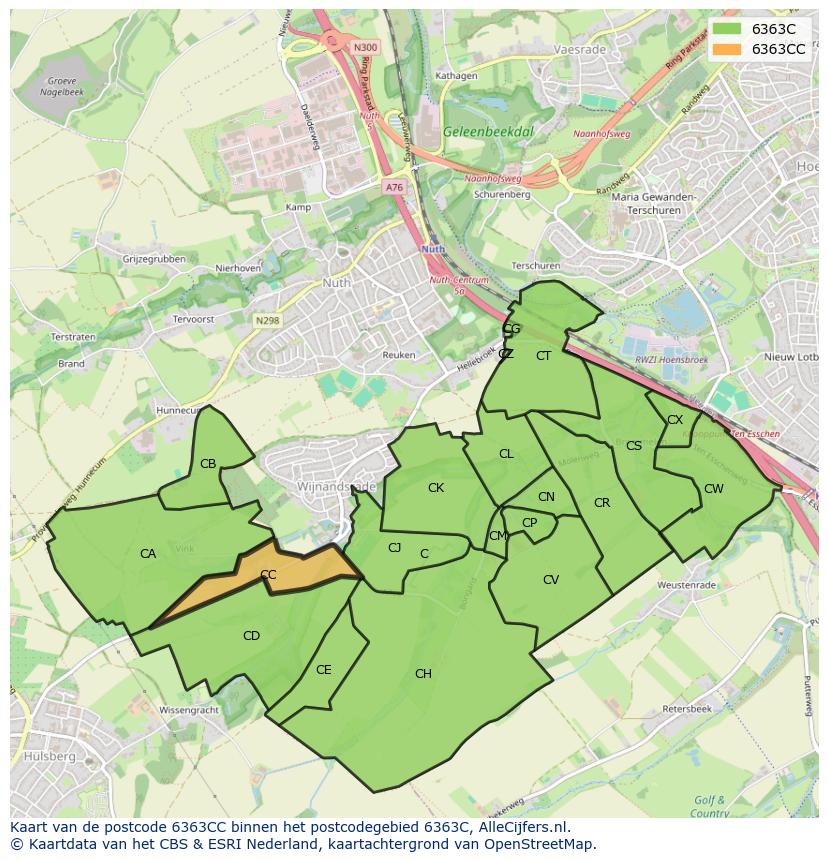 Afbeelding van het postcodegebied 6363 CC op de kaart.