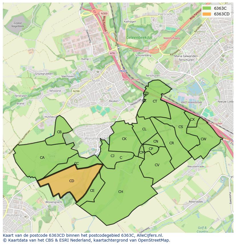 Afbeelding van het postcodegebied 6363 CD op de kaart.