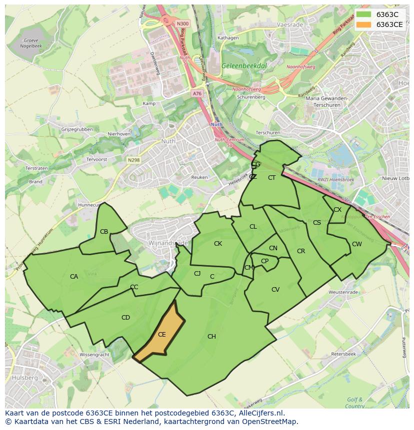 Afbeelding van het postcodegebied 6363 CE op de kaart.