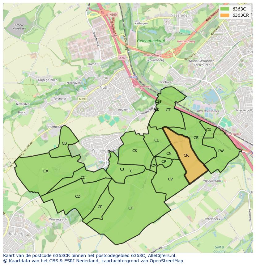 Afbeelding van het postcodegebied 6363 CR op de kaart.