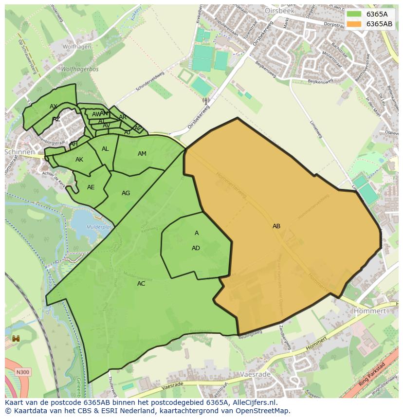 Afbeelding van het postcodegebied 6365 AB op de kaart.