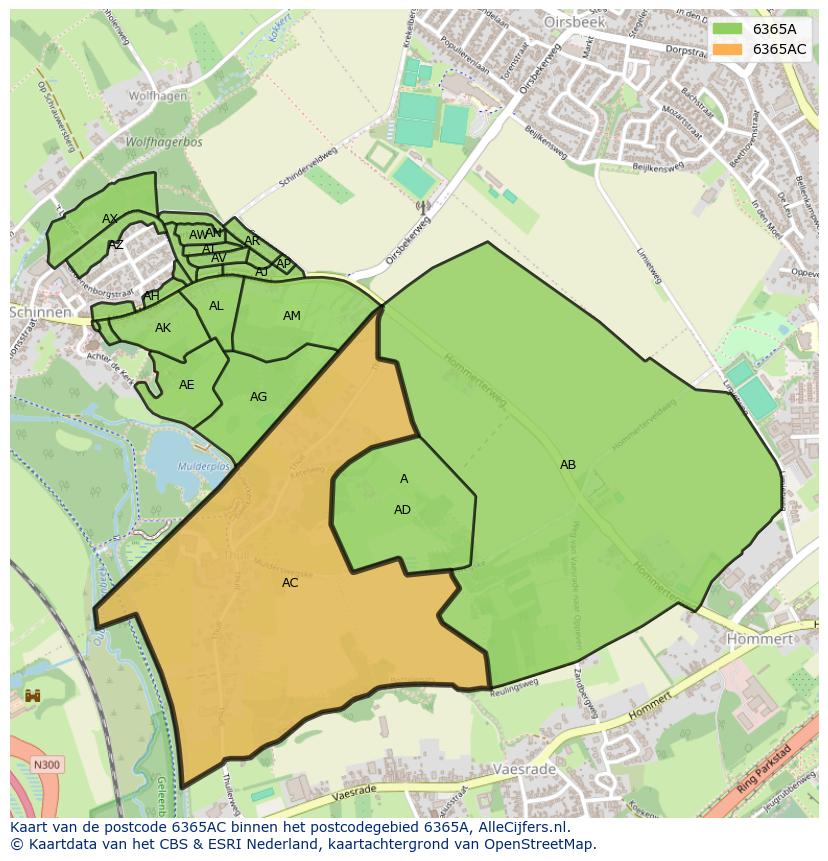 Afbeelding van het postcodegebied 6365 AC op de kaart.