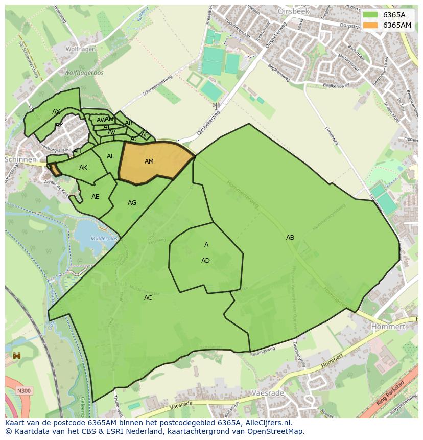 Afbeelding van het postcodegebied 6365 AM op de kaart.