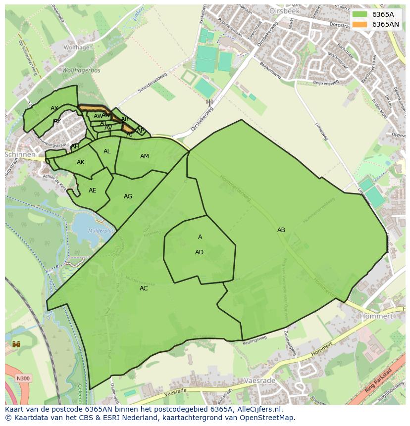 Afbeelding van het postcodegebied 6365 AN op de kaart.