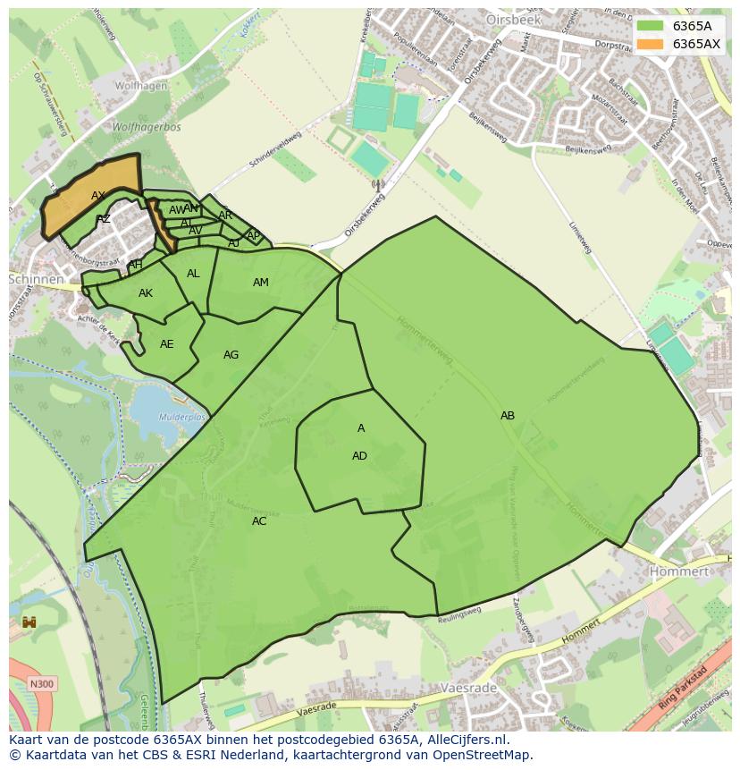 Afbeelding van het postcodegebied 6365 AX op de kaart.