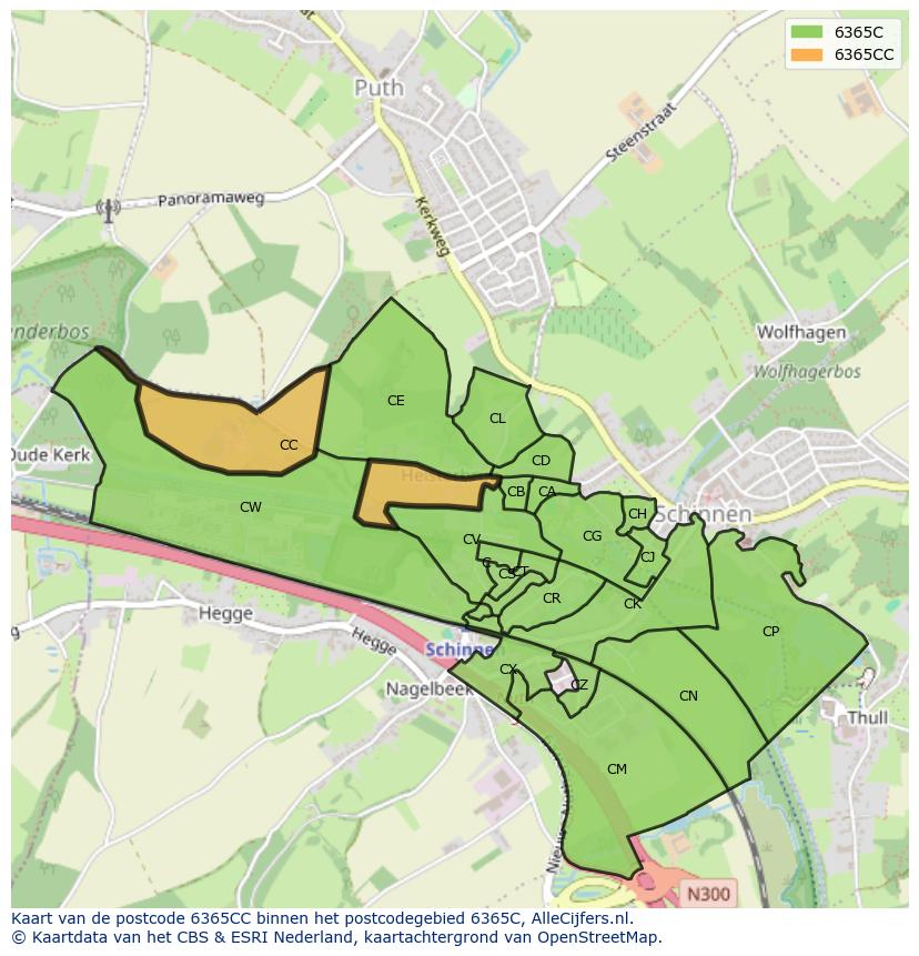 Afbeelding van het postcodegebied 6365 CC op de kaart.