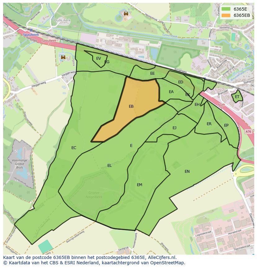 Afbeelding van het postcodegebied 6365 EB op de kaart.