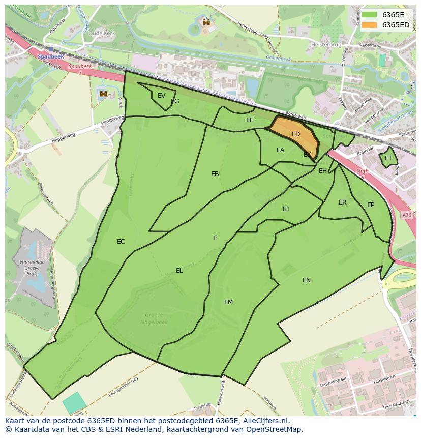 Afbeelding van het postcodegebied 6365 ED op de kaart.
