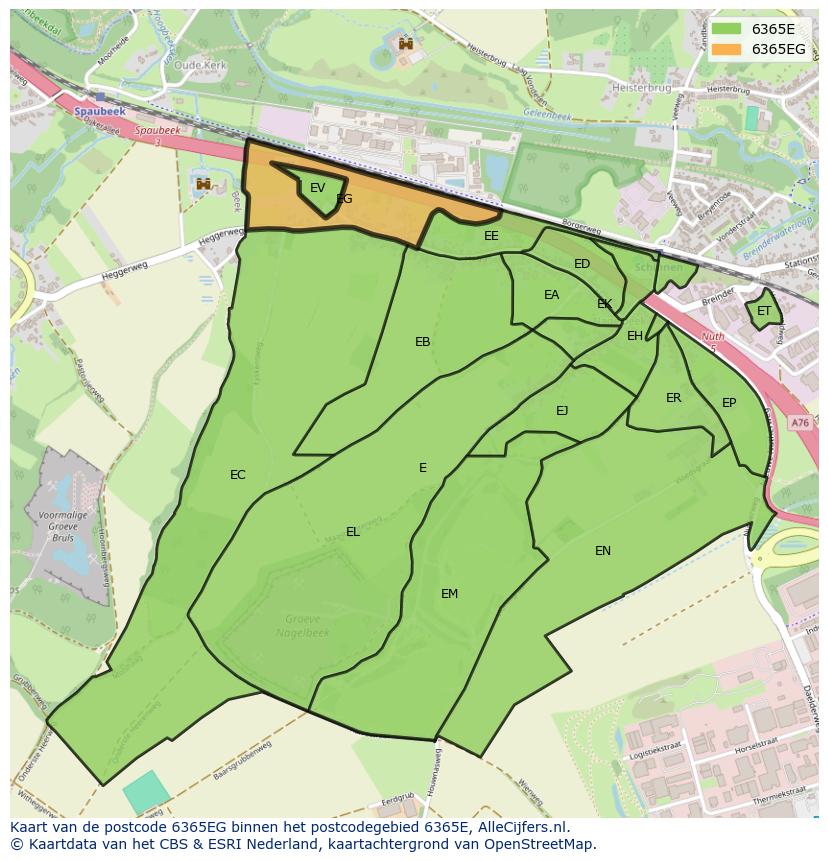 Afbeelding van het postcodegebied 6365 EG op de kaart.