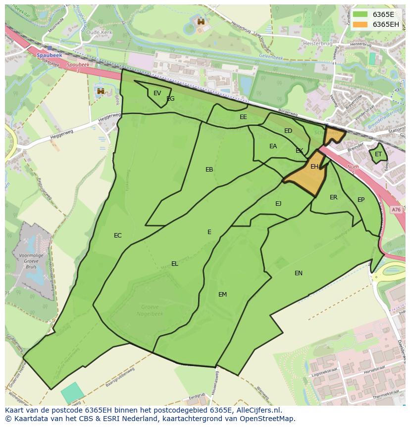 Afbeelding van het postcodegebied 6365 EH op de kaart.