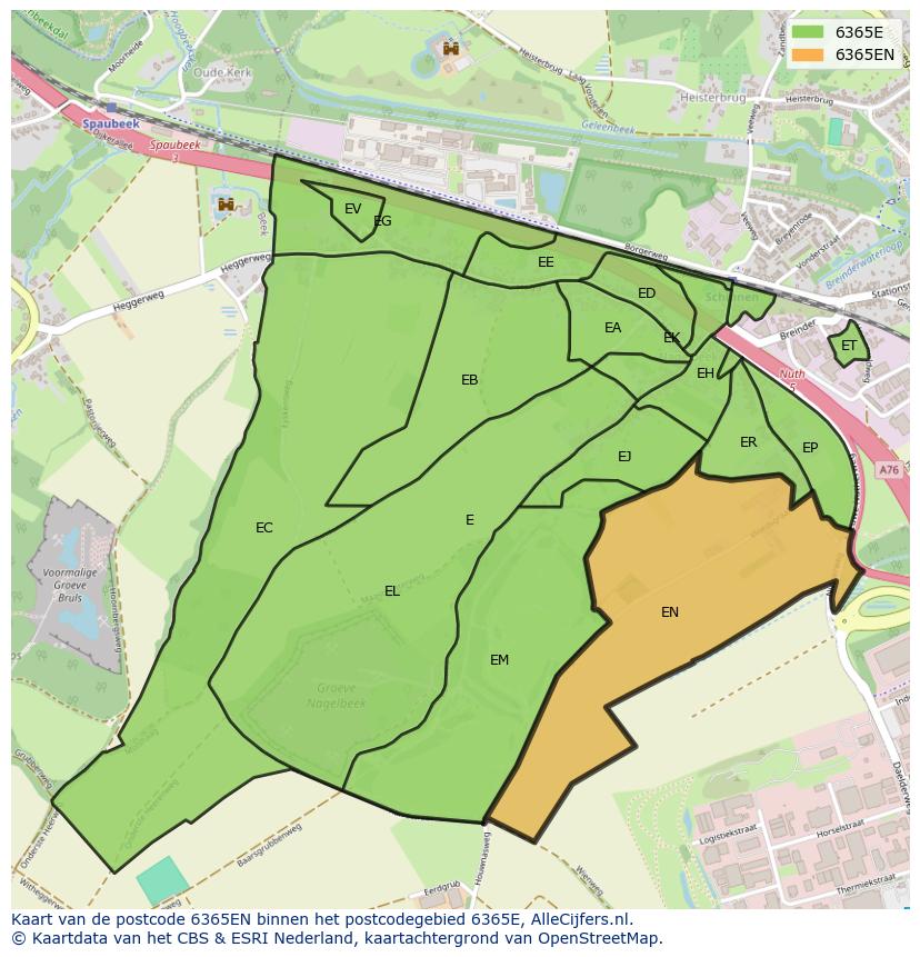 Afbeelding van het postcodegebied 6365 EN op de kaart.