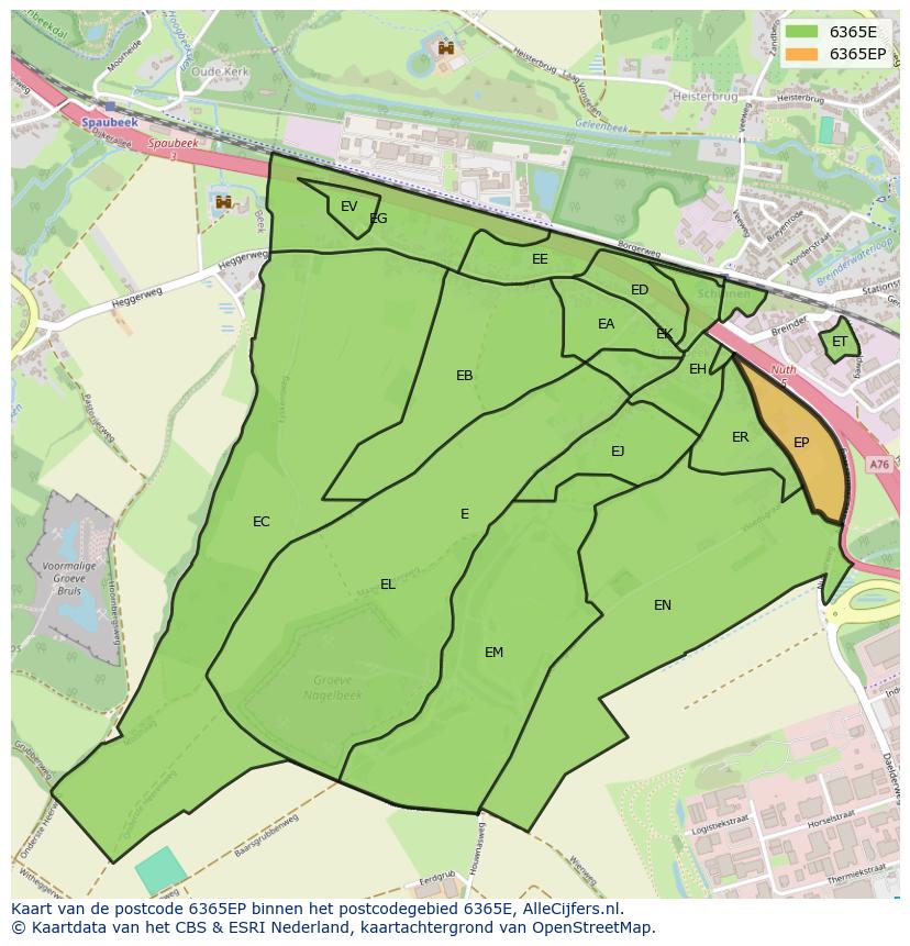 Afbeelding van het postcodegebied 6365 EP op de kaart.