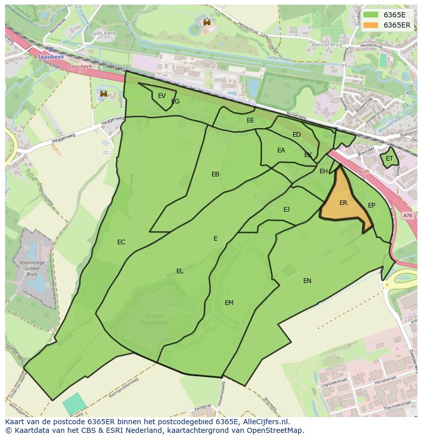 Afbeelding van het postcodegebied 6365 ER op de kaart.