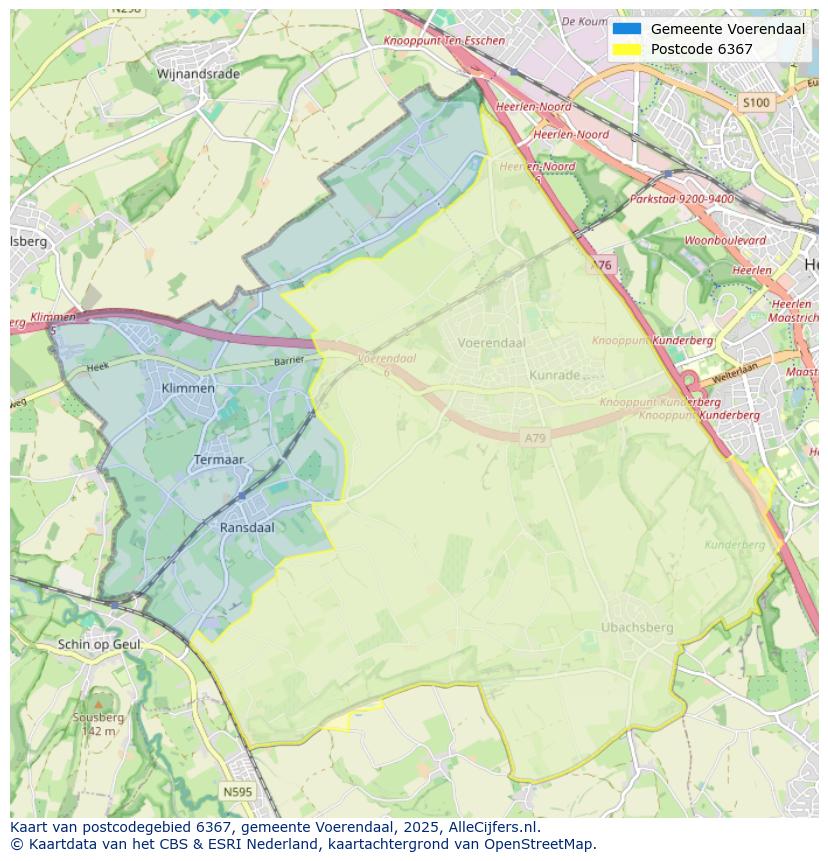 Afbeelding van het postcodegebied 6367 op de kaart.