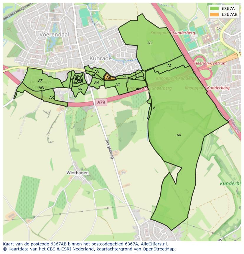 Afbeelding van het postcodegebied 6367 AB op de kaart.