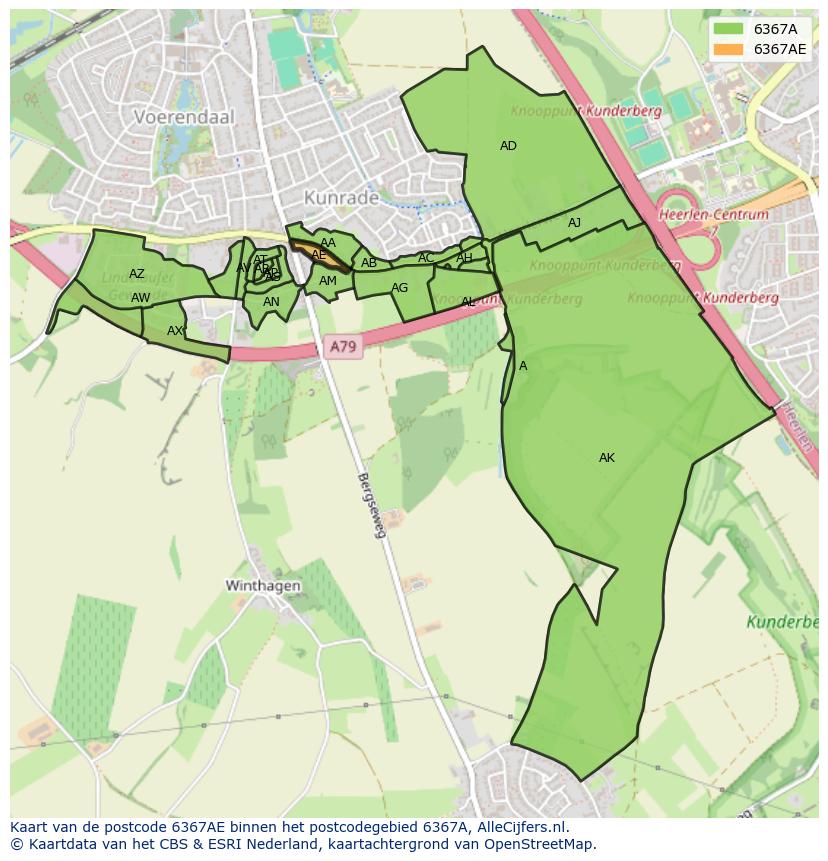 Afbeelding van het postcodegebied 6367 AE op de kaart.
