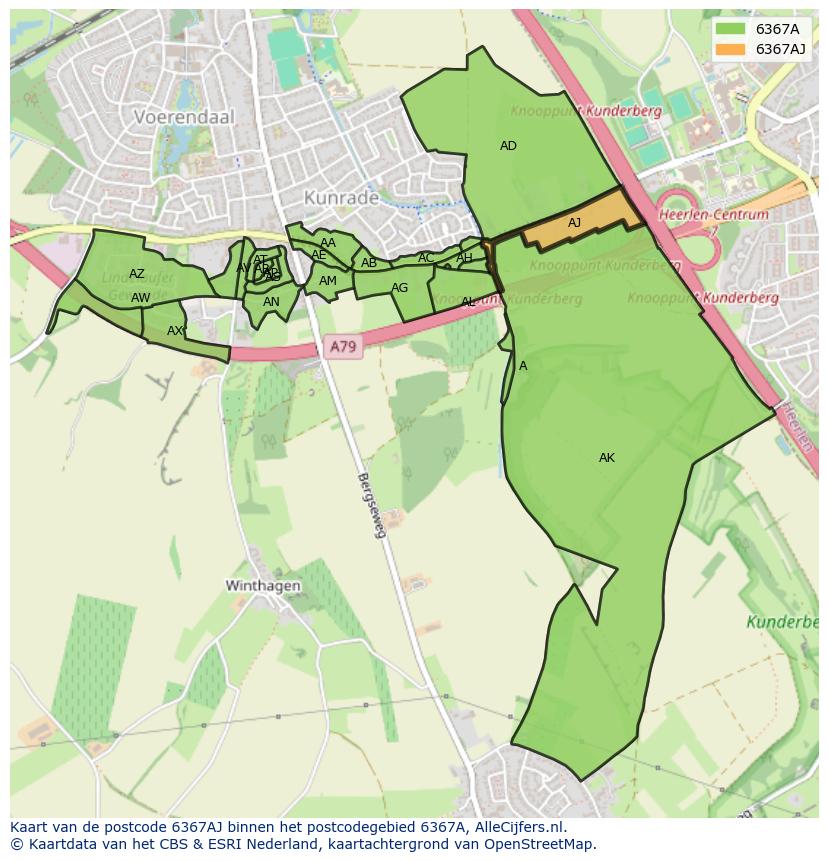 Afbeelding van het postcodegebied 6367 AJ op de kaart.