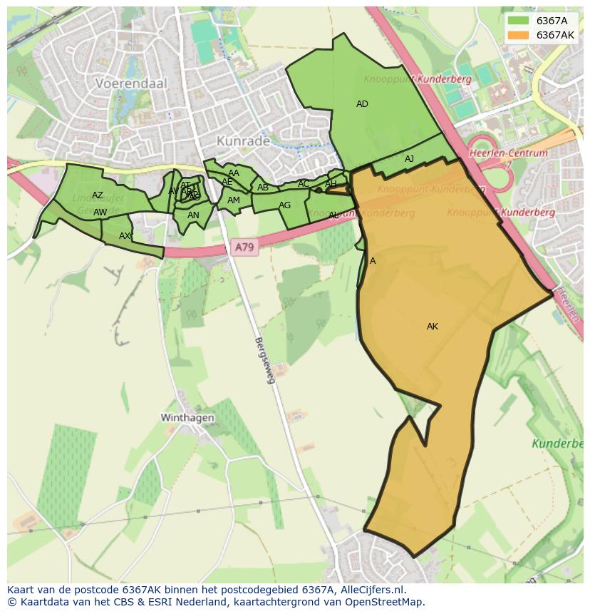 Afbeelding van het postcodegebied 6367 AK op de kaart.