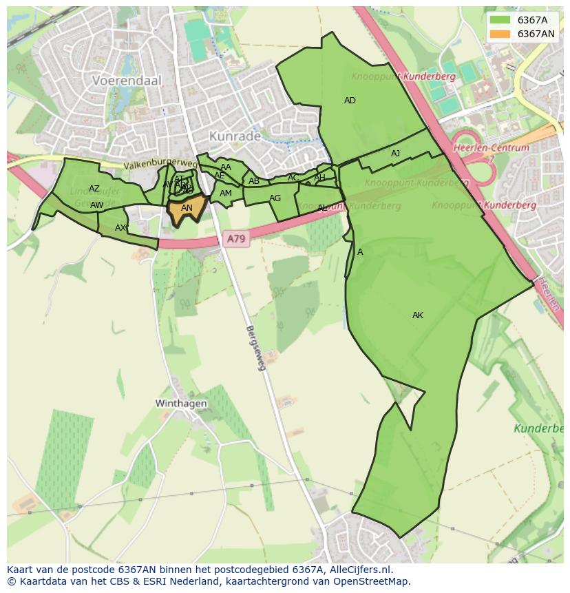 Afbeelding van het postcodegebied 6367 AN op de kaart.