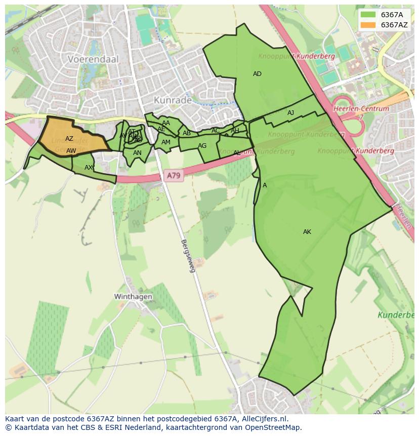 Afbeelding van het postcodegebied 6367 AZ op de kaart.