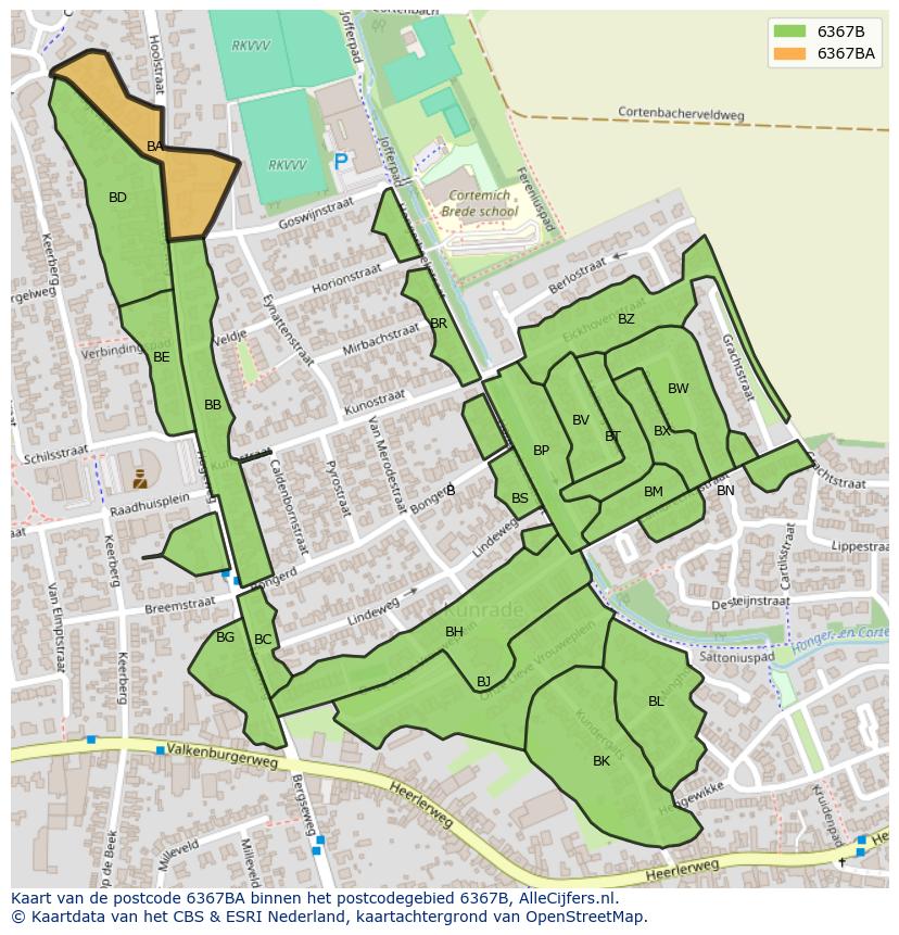 Afbeelding van het postcodegebied 6367 BA op de kaart.