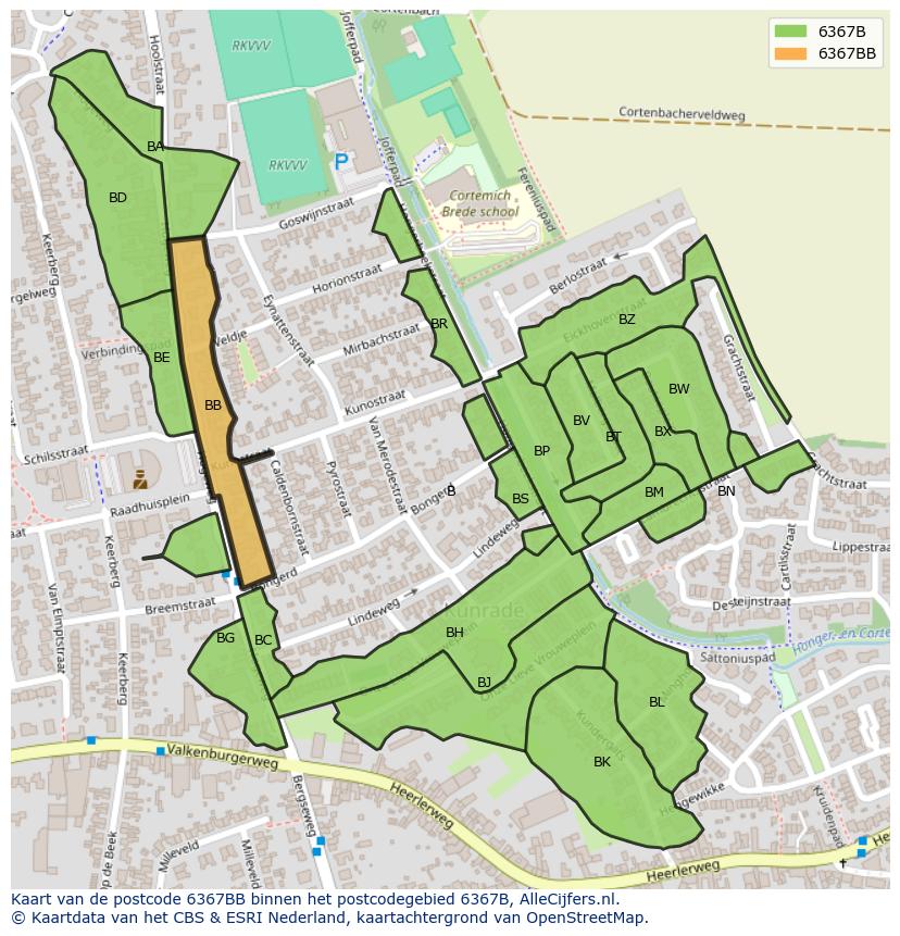 Afbeelding van het postcodegebied 6367 BB op de kaart.