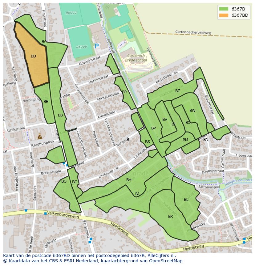 Afbeelding van het postcodegebied 6367 BD op de kaart.