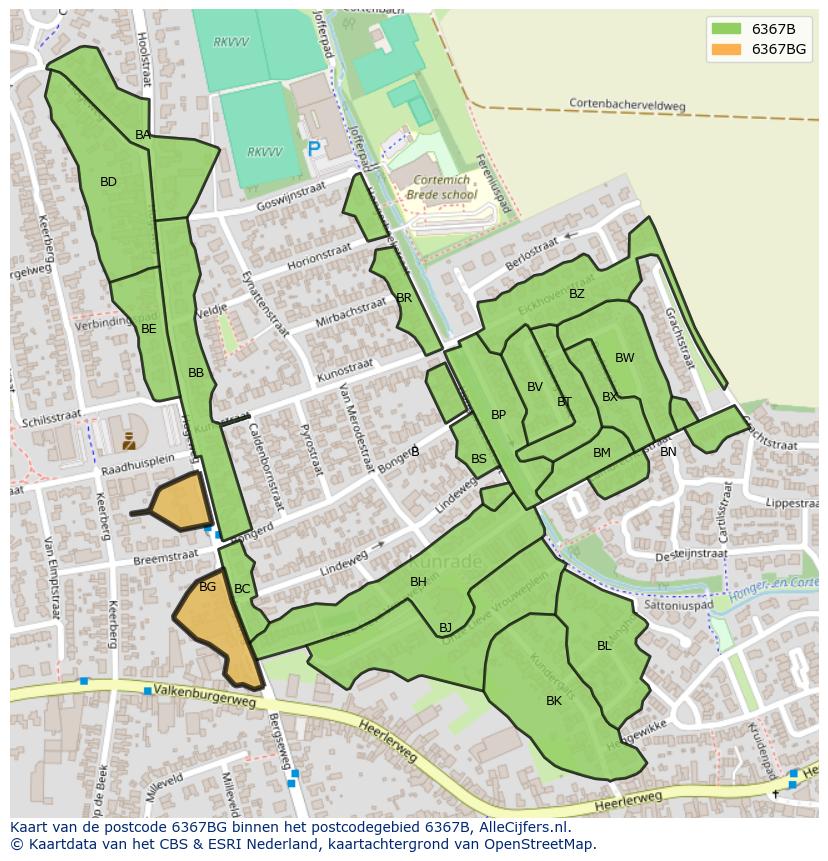 Afbeelding van het postcodegebied 6367 BG op de kaart.
