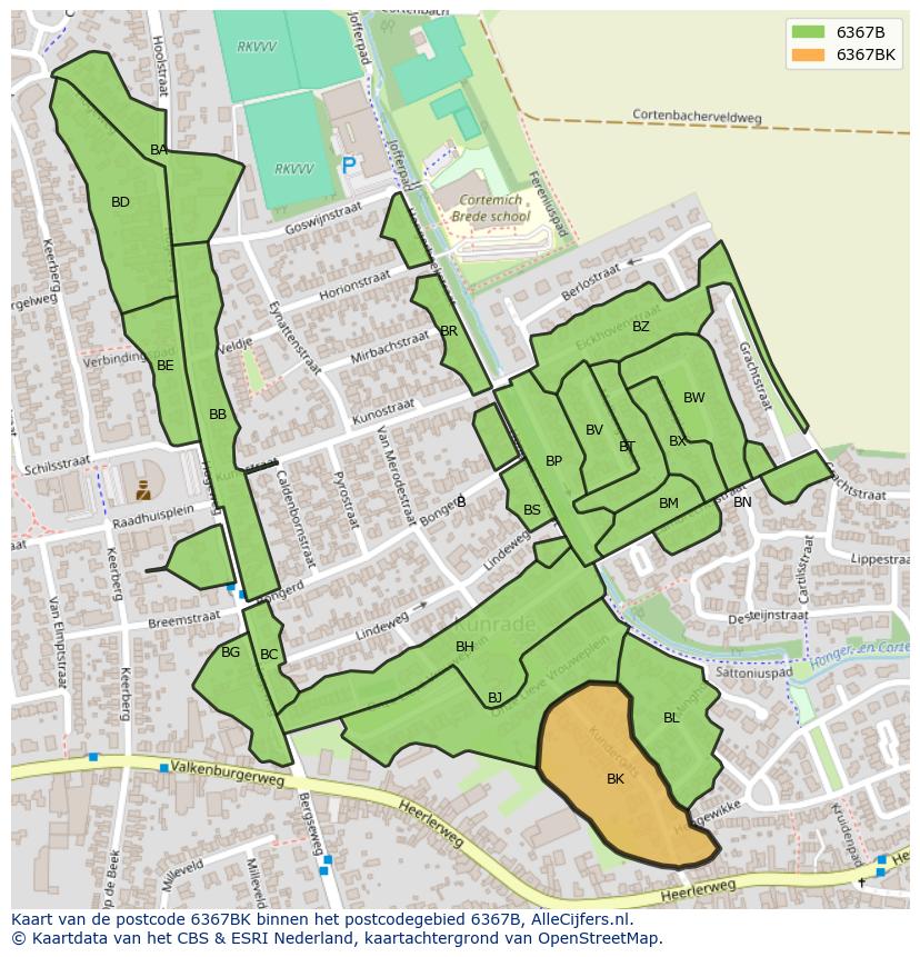 Afbeelding van het postcodegebied 6367 BK op de kaart.