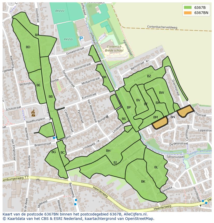 Afbeelding van het postcodegebied 6367 BN op de kaart.