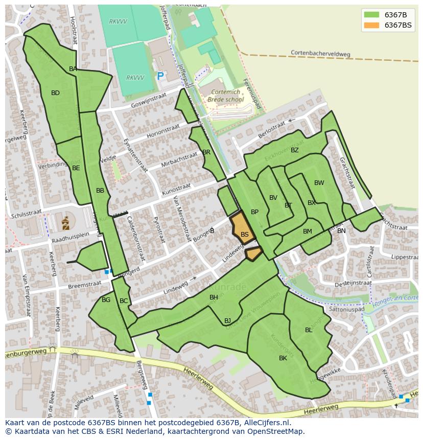 Afbeelding van het postcodegebied 6367 BS op de kaart.