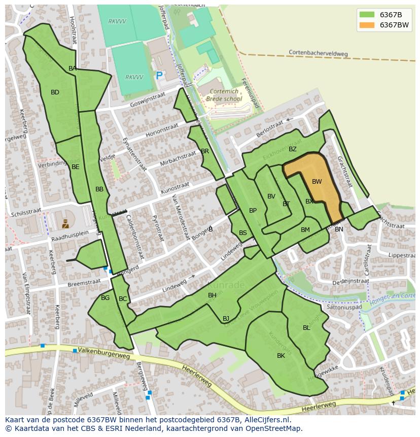 Afbeelding van het postcodegebied 6367 BW op de kaart.